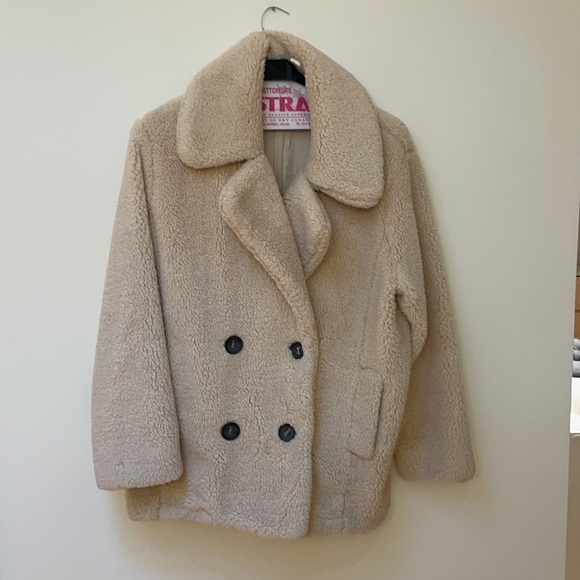 Free People Notched Teddy Peacoat Coat Faux Fur - Picture 4 of 10